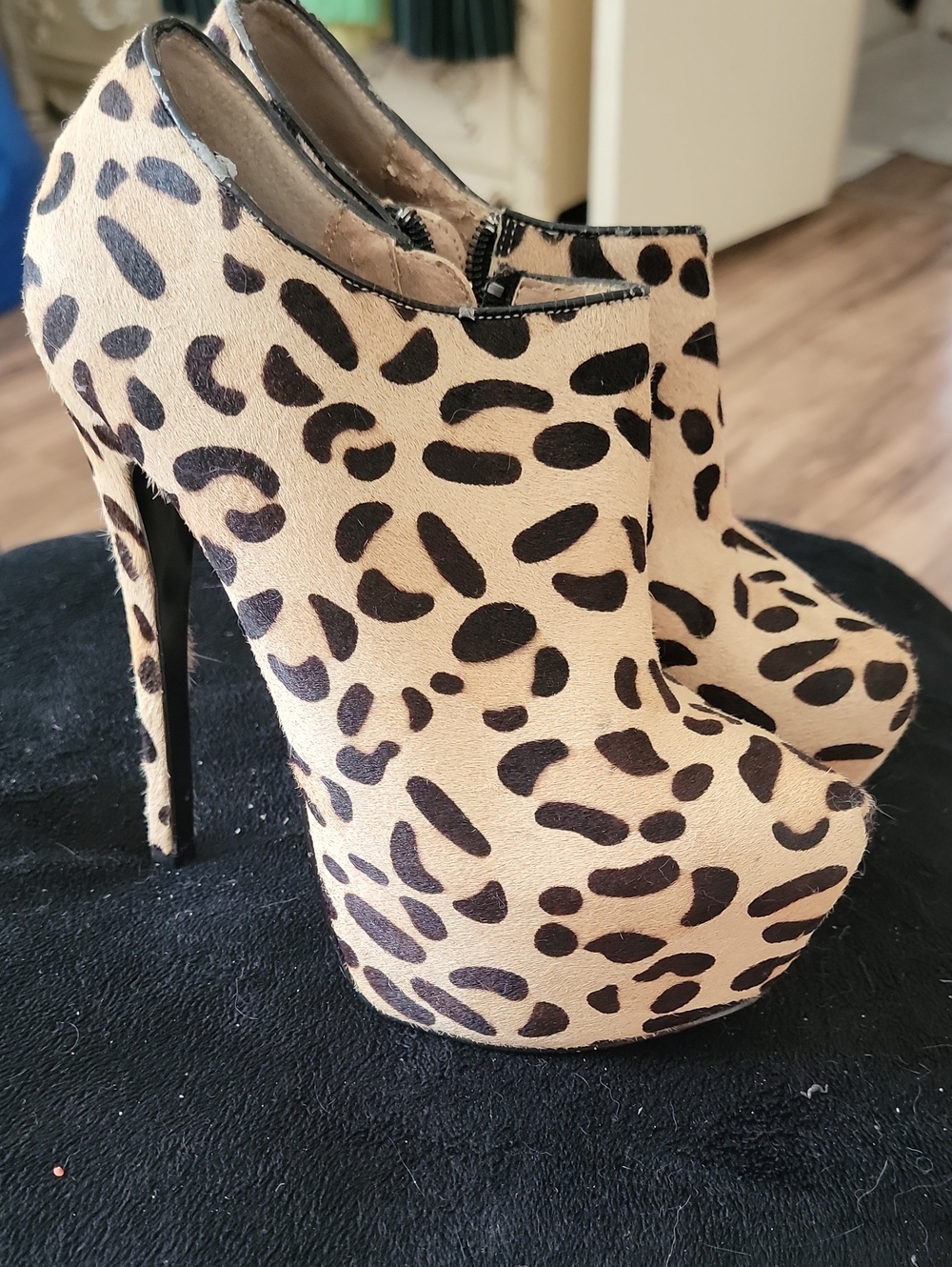 Steve Madden Leopard Platform Booties - Tan and Black